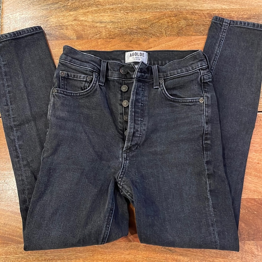 AGOLDE GREY STRETCH SKINNY JEANS 24